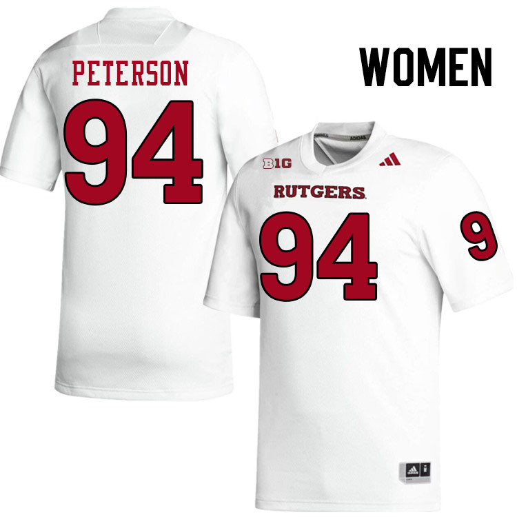 Women #94 JaSire Peterson Rutgers Scarlet Knights 2024 College Football Jerseys Stitched-White